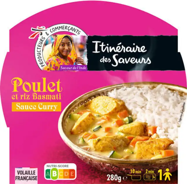 Poulet et riz basmati sauce curry front packaging
