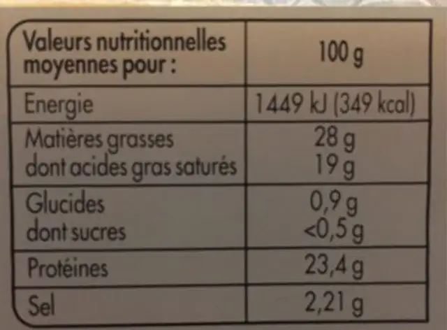 Raclette frottee au vin d'Arbois, la barquette de 300 g nutrition facts table