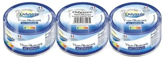 Thon albacore au naturel tranche 3x132g 93g (1/6) front packaging
