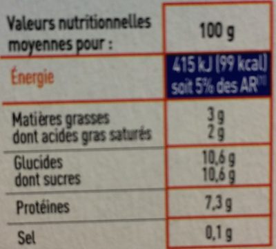 Fromage blanc nature sucre 8x100 nutrition facts table