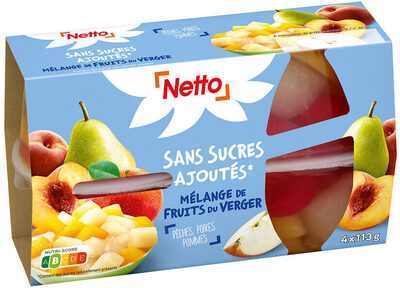 CUP Fruits du verger SSA (pêche, poire, pomme) - 4 x 65 g front packaging