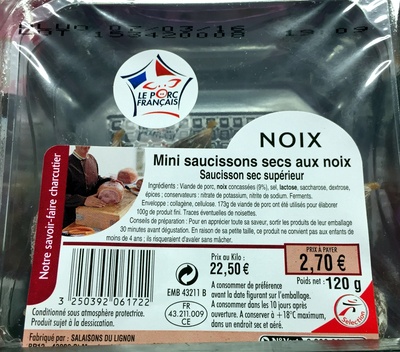 Mini saucissons secs aux noix