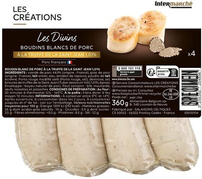 BOUDIN BLANC PORC A LA TRUFFE (novembre décembre + Pâques)