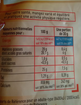 Râpe aux 3 fromages lp 200g nutrition facts table