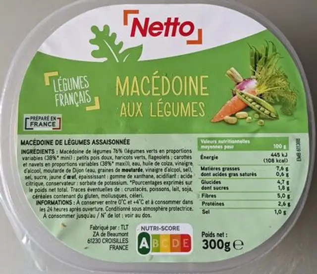 Macédoine aux légumes front packaging