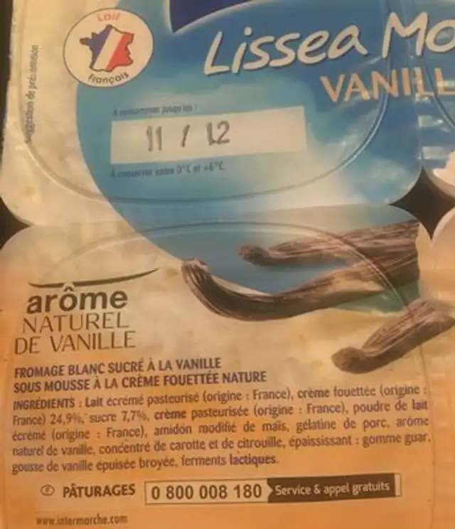 Lissea mousse ingredients label