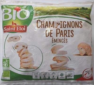 Champignons de Paris émincés BIO front packaging