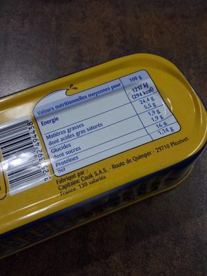 Filets de maquereaux grillés sauce miel et thym 120g nutrition facts table