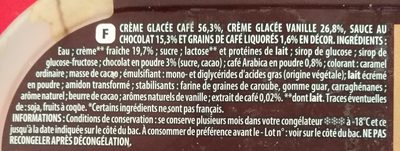 Glace façon Cappuccino ingredients label
