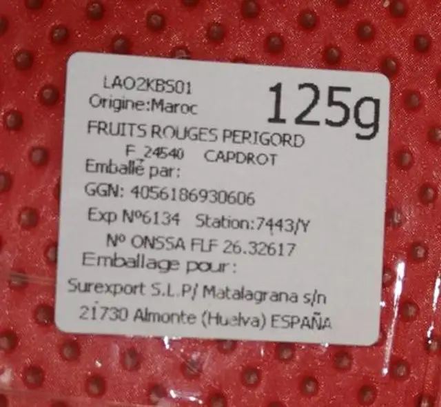 Framboises mon marché ingredients label