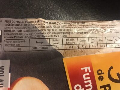 Filet de poulet ingredients label