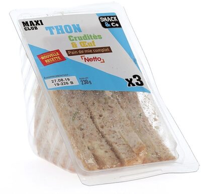 Sandwich club Trio - Thon oeufs crudités x3 - NETTO - 230g