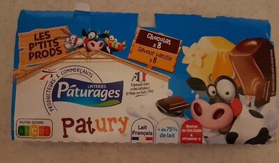 PATURY - LAIT GELIFIE AROMATISE PANACHE 16X100G - chocolat, vanille - P'tits Prods front packaging
