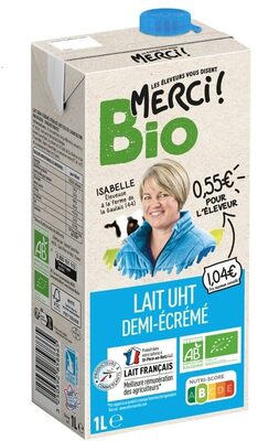 Lait 1/2 ecreme uht bio bq 1l merci!