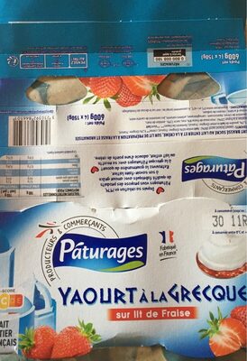 YAOURT A LA GRECQUE SUR LIT DE FRUITS 4X150G - fraise