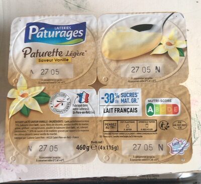 Paturette légère saveur vanille front packaging