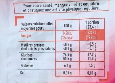 Confiserie gelifiee oursons - 250g nutrition facts table