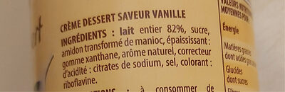 Crème dessert saveur vanille ingredients label