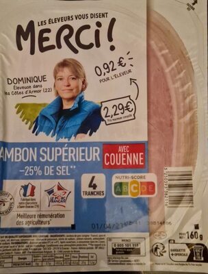 Jambon supérieur -25% de sel avec couenne