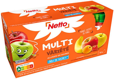 GOURDES Compote MULTIVARIETES (Pommes, fraises, bananes, abricots) allégée en sucres - 12 x 90