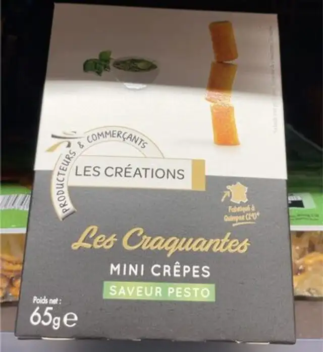 Crêpes dentelles fourrées au pesto front packaging