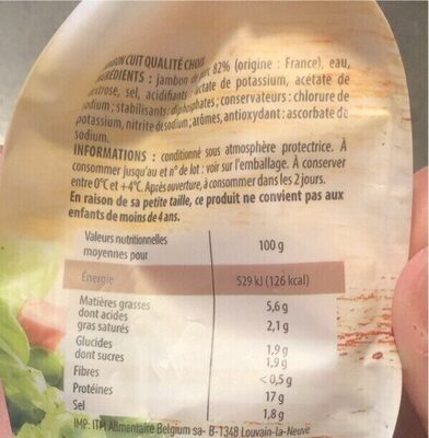Dés de jambon nutrition facts table