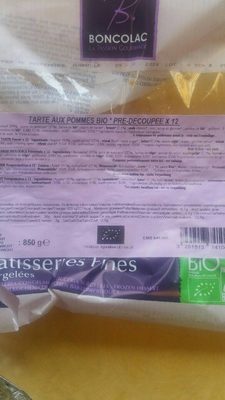 Tarte Aux Pommes, Bio, Prédécoupée En 12 Parts, Marque Boncolac front packaging