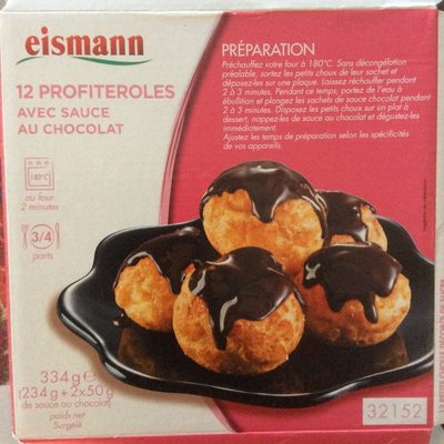 Profiteroles avec sauce au chocolat front packaging