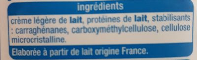 Crème légère fluide15% mat. gr. ingredients label
