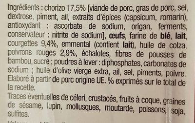 Cake salé au chorizo et poivrons rouges ingredients label