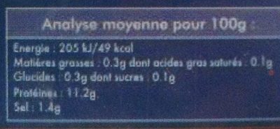 Queues de crevettes décortiquées cuites nutrition facts table