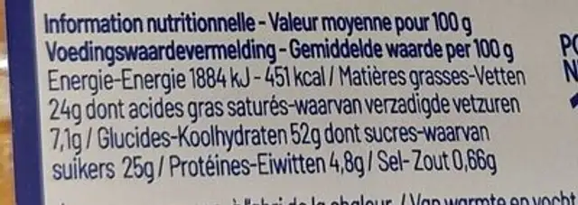Tranchées noix de coco nutrition facts table
