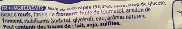 12 Paquets De Mini Rocher Coco (250 G) ingredients label