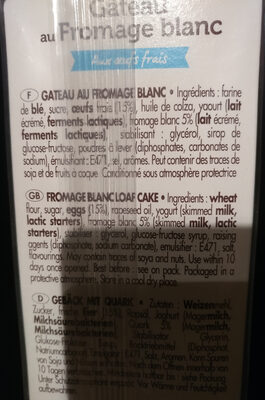 Barre Au Fromage Blanc Et Aux Oeufs Frais front packaging