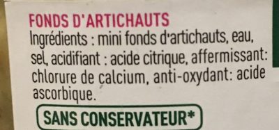 Fonds d'artichauts - Rochefontaine ingredients label