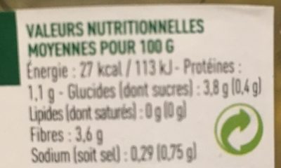 Fonds d'artichauts - Rochefontaine nutrition facts table