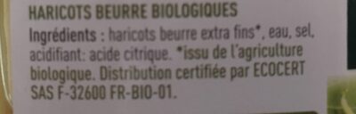 Haricots beurre ingredients label