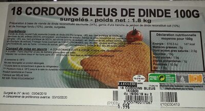 18 cordons bleus de dinde