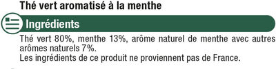 Thé vert saveur menthe ingredients label
