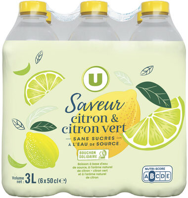 Boisson à base d'eau de source aromatisée au citron et citron vert sans sucre 6x50cl