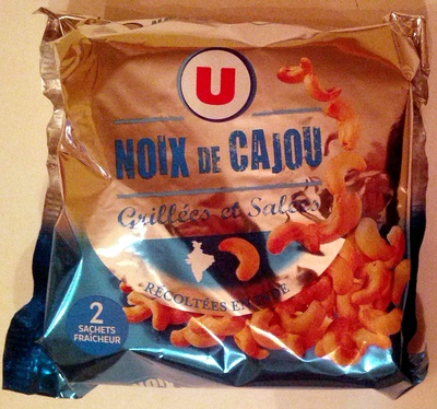 Noix de cajou grillées et salées front packaging