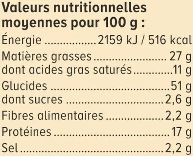 Biscuits apéritifs Crackers salés saveur bacon 85g ingredients label