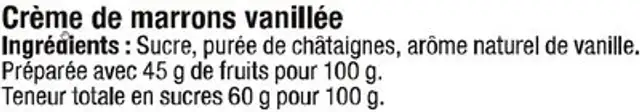 Crème de marrons vanillée bocal de 350g ingredients label