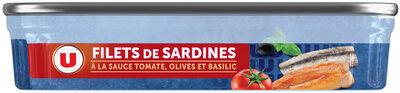 Filets de sardines tomate ,basilic et olives boîte de 1/6, 100g front packaging