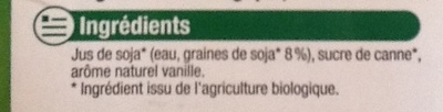 Boisson au Soja Vanille Bio - 1 litre - U ingredients label