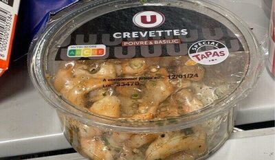 Crevettes décortiquées cuites sauce poivre basilic