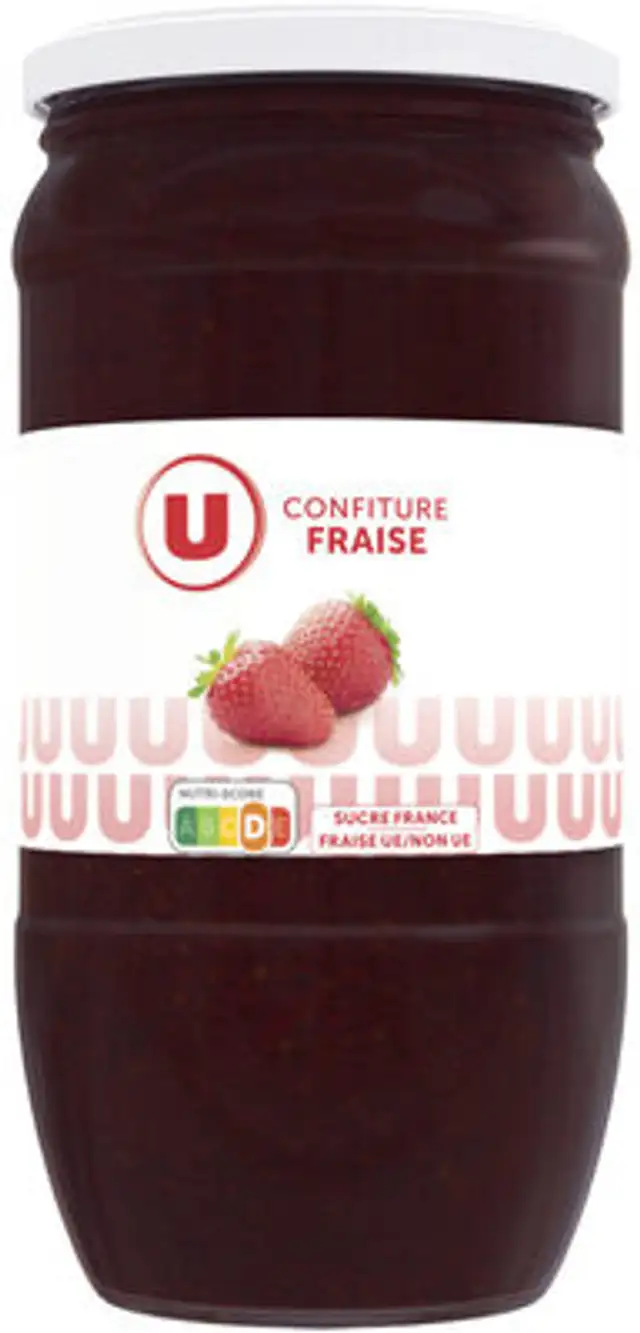 Confiture fraise 45% de fruits bocal de 1kg front packaging