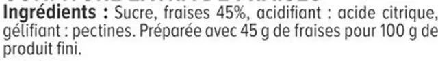 Confiture fraise 45% de fruits bocal de 1kg nutrition facts table