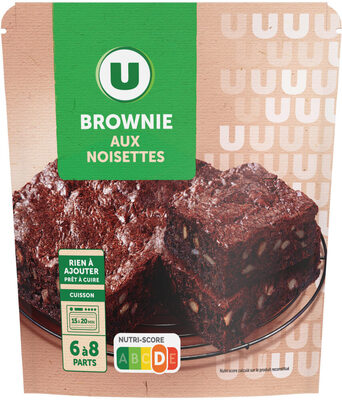 Préparation Brownies aux éclats de noisettes doy pack de 500g front packaging