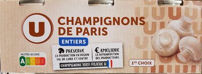 Champignons de Paris entiers au naturel - 3 boîtes de 115g